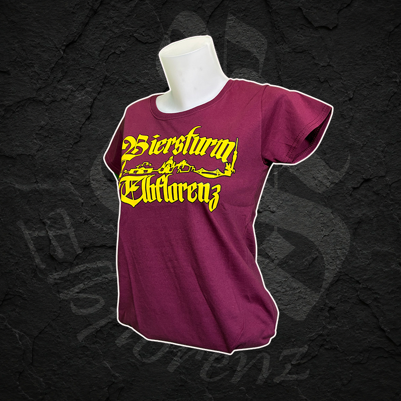 T-Shirt "Biersturm Elbflorenz" Rückendruck - Girly - Weinrot