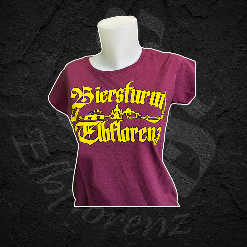 T-Shirt "Biersturm Elbflorenz" Rückendruck - Girly - Weinrot