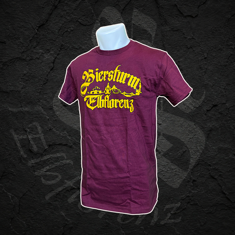 T-Shirt "Biersturm Elbflorenz" Rückendruck - Männer - Weinrot