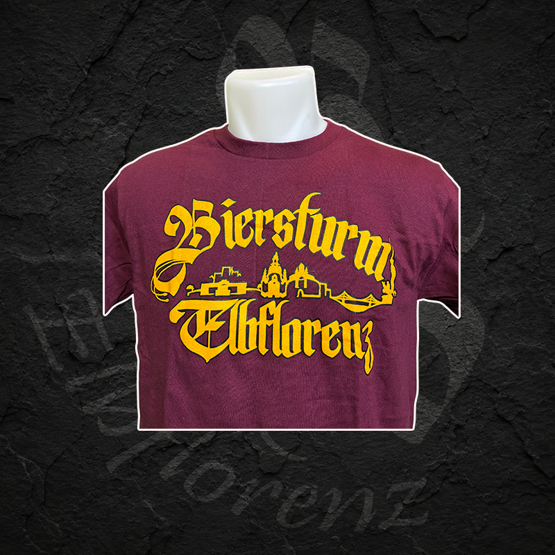 T-Shirt "Biersturm Elbflorenz" Rückendruck - Männer - Weinrot